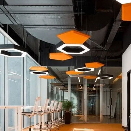 acoustical hanging clouds for ceiling sound absorption and noise control