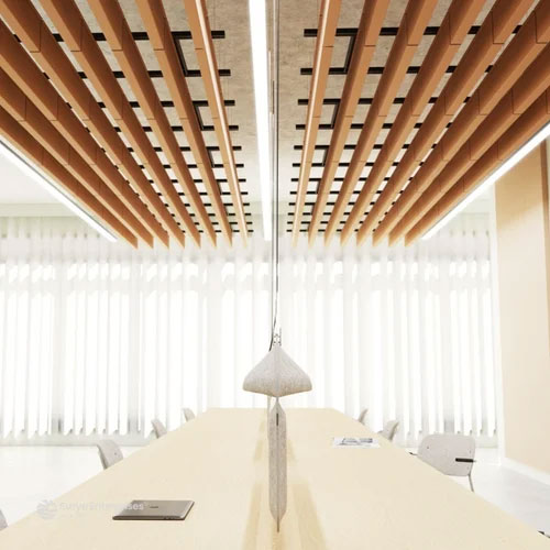 wooden acoustic hanging baffles for echo control and sound absorption